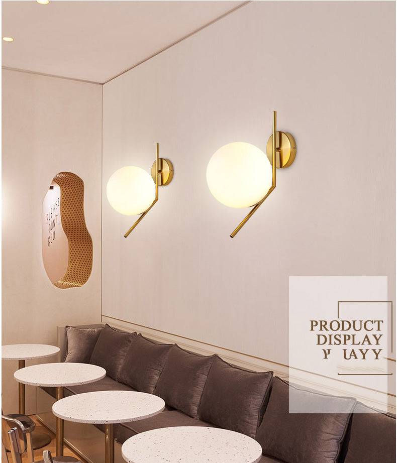 Golden Bend Glow: Frosted Ball Wall Show Light